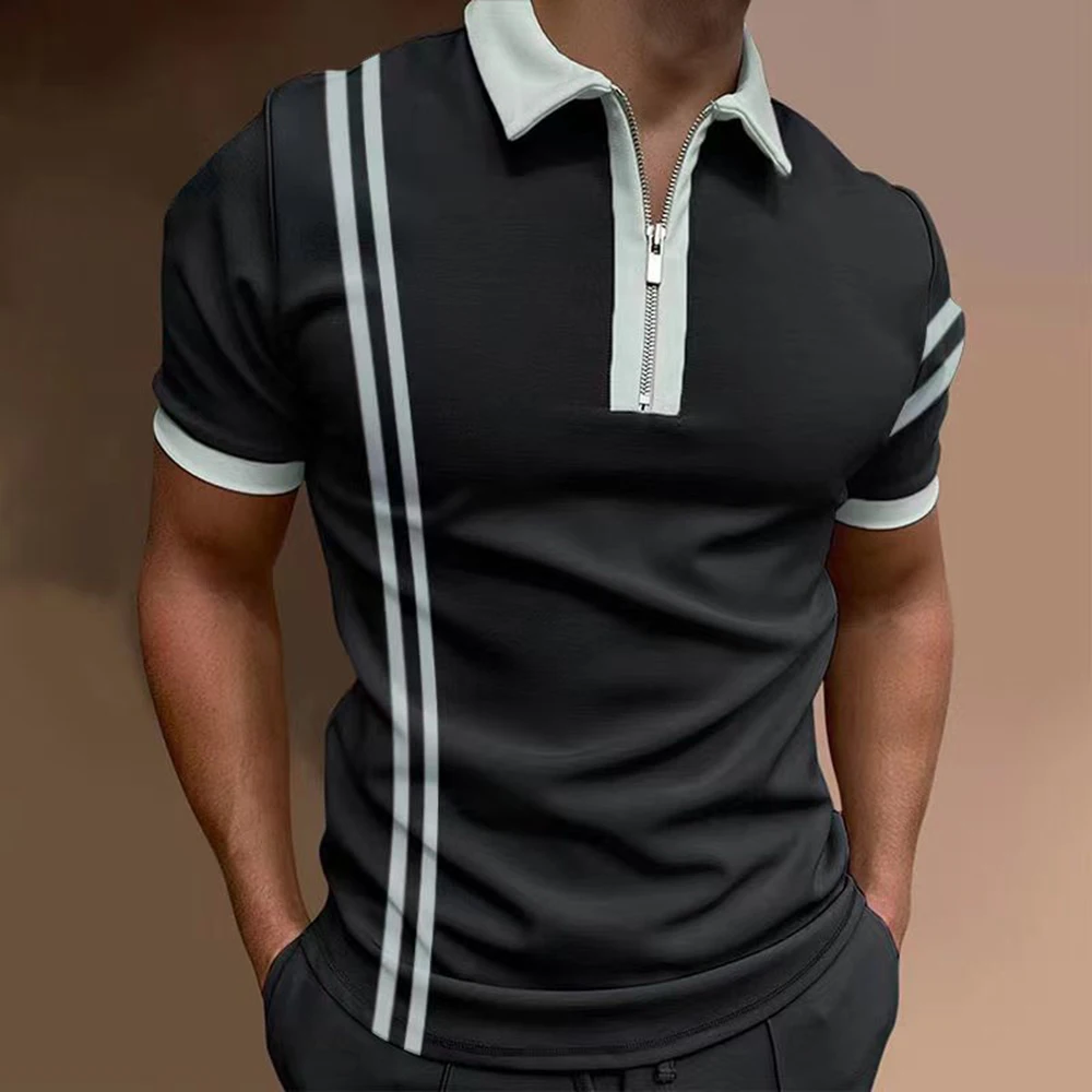 

Short Sleeve Pullover T -shirt for Men Clothing Summer Casual Polo Shirt Tees Y2k Tops Oversiz Fashion Turn-down Collar Blouse