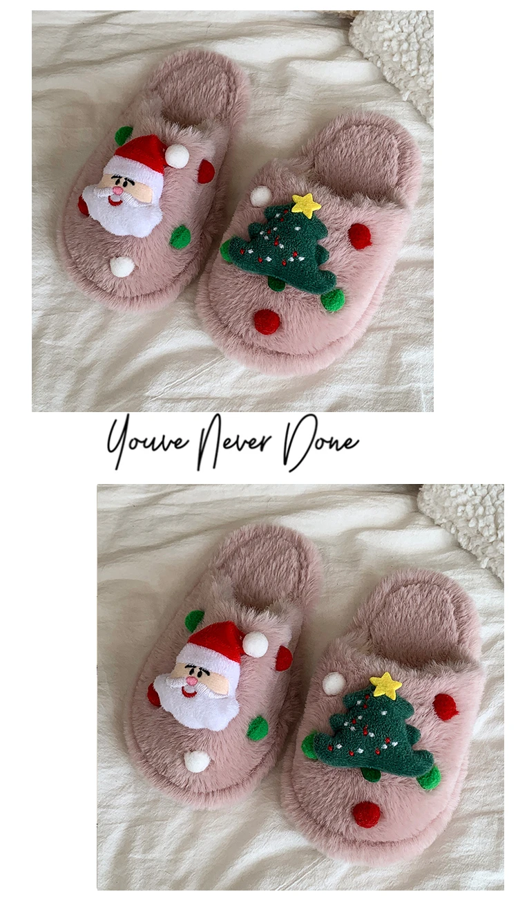 Children's Winter Slippers - Kids Fuzzy Slides With Plush Lining & Cotton Padding