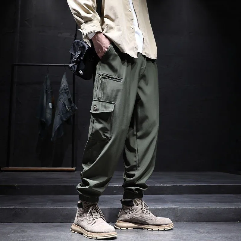 New Autumn Fashion Trend Label Patchwork Work Leggings Harlan Loose and Versatile Ruffian Handsome Men's Casual Sports Pants