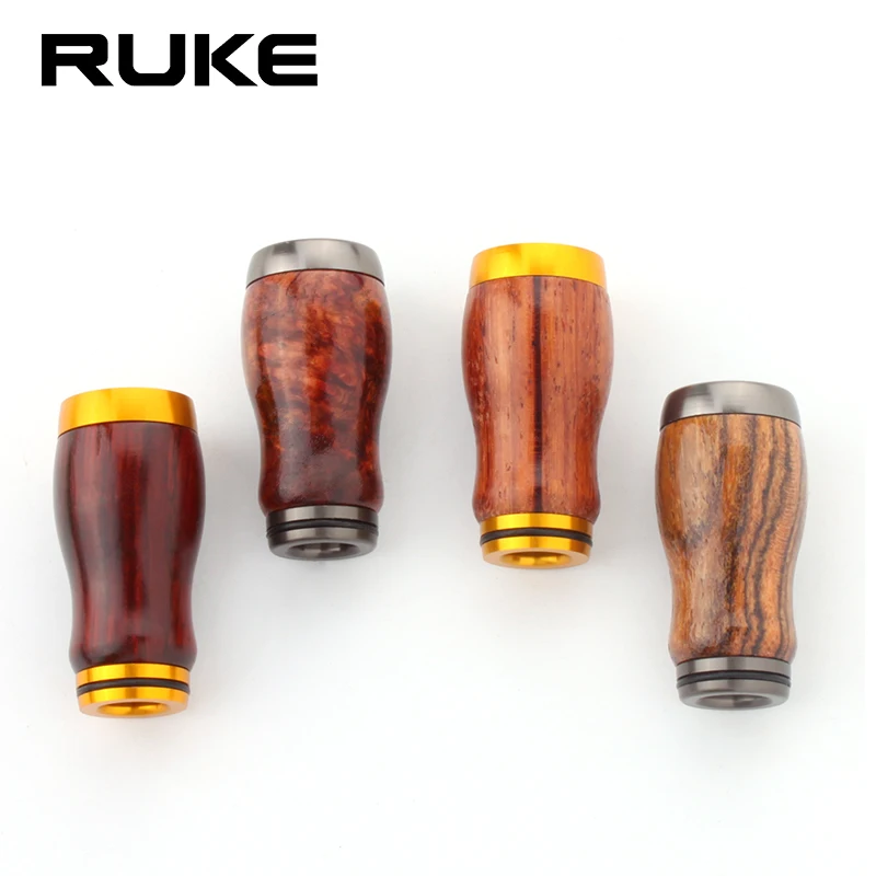 Ruke Fishing Spinning And Water-drop Fishing Reel Handle Accessory Red Sandalwood Material  For S/D  For Knob DIY High Quality