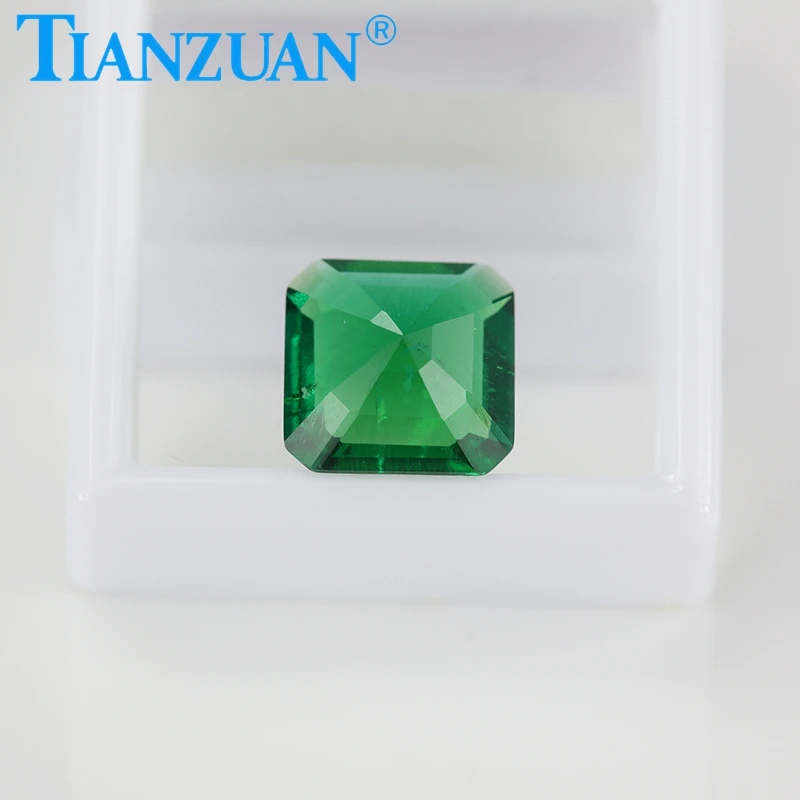 Emerald cut Square Shape Lab-grown Muzo emerald stone Hydrothermal Green Emerald  For Jewelry Making