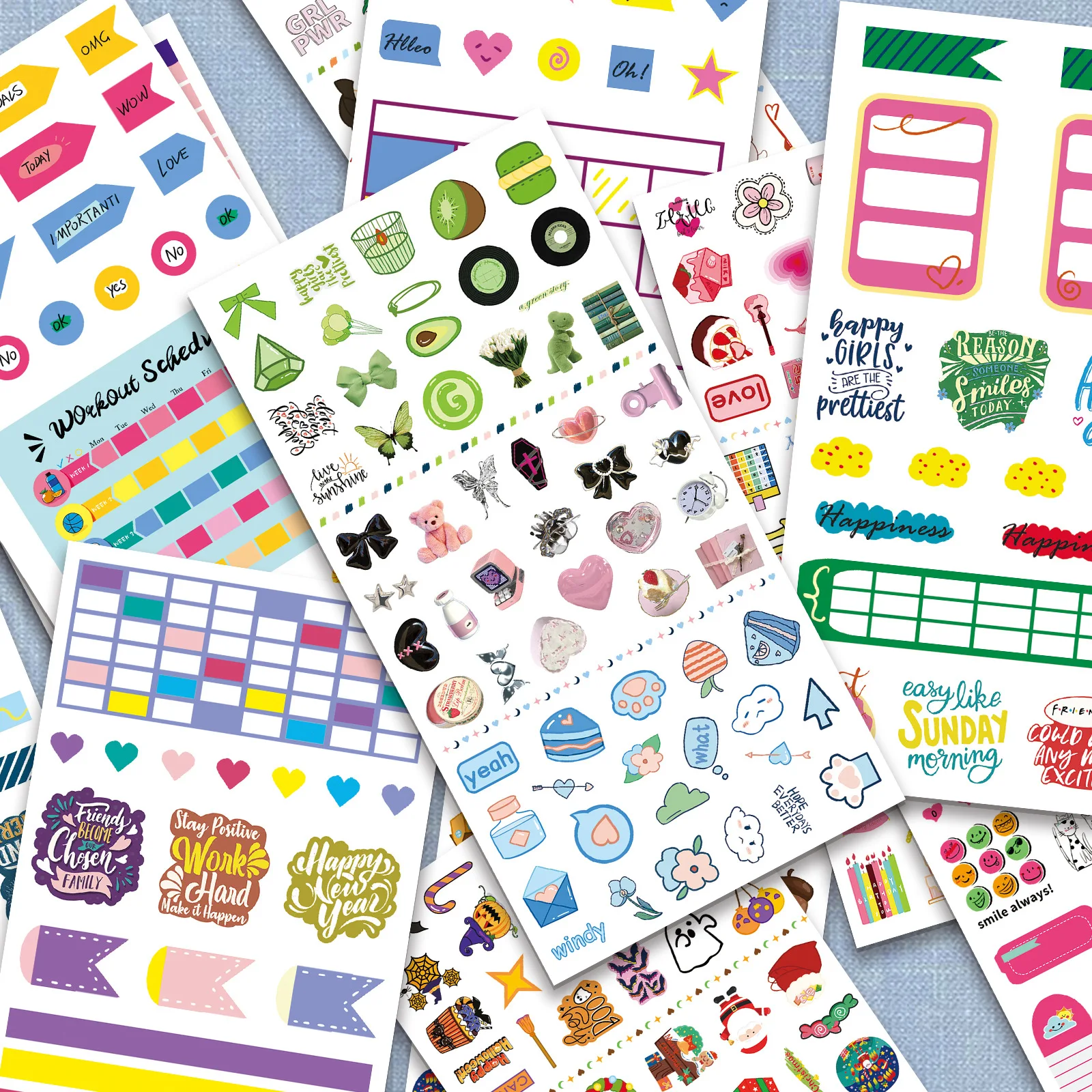 

12 Sheets Cartoon Fruit Graffiti Self-adhesive Stickers Decoration DIY Notebook Phone Book Decorative Waterproof Sticker Sticky