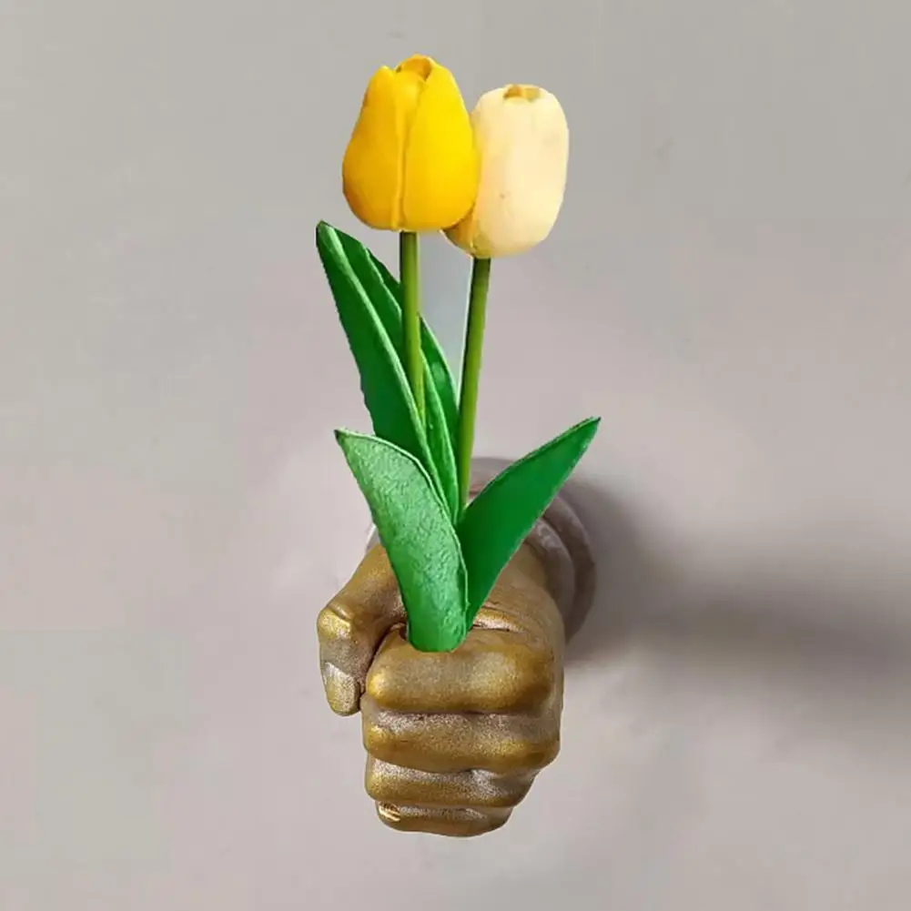 Wall Sculpture Flower Vase Resin Fist Shape Flower Arranger Hand Sculpture Plant Holder Home Decorations 2