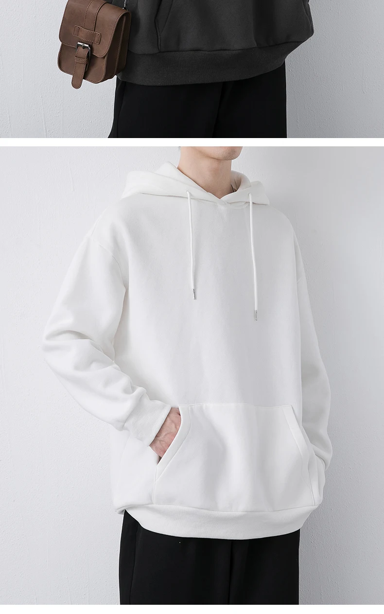 Толстовка мужская с капюшоном, свободная рубашка с длинным рукавом, с ...