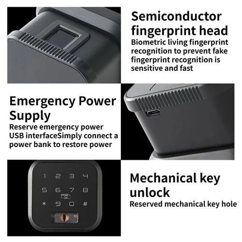 스마트 전자 도어락, 투야, 와이파이, 지문 인식 잠금, TTlock, 지문 암호, IC 카드 앱 키, USB, 비상 충전 4