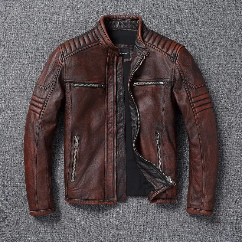 Xmzty | Retro Short Leather Biker Jacket with Fur One-Lapel main image 1