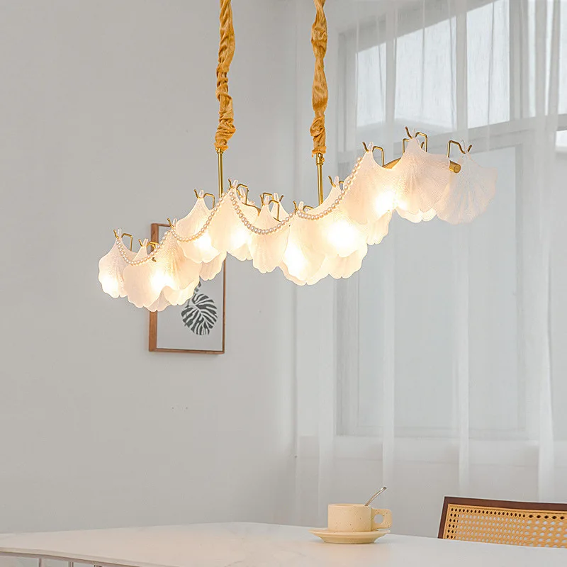 

French Cream Style Chandelier Light Luxury Shell Pearl Main Creative Post-Modern Pendant lamps Living Room Bedroom Lamp Fixtures