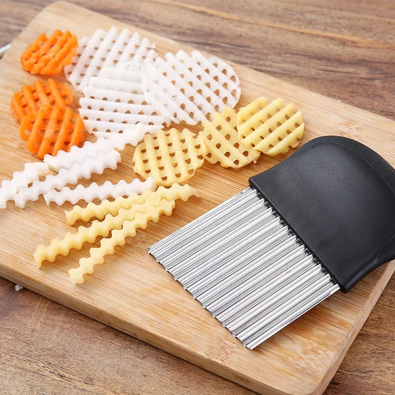 Potato Cutter Chip French Fry Maker Stainless Steel Wavy Knife French Fries Chopper kitchen Knife Chopper Fry Maker Tools potato cutter