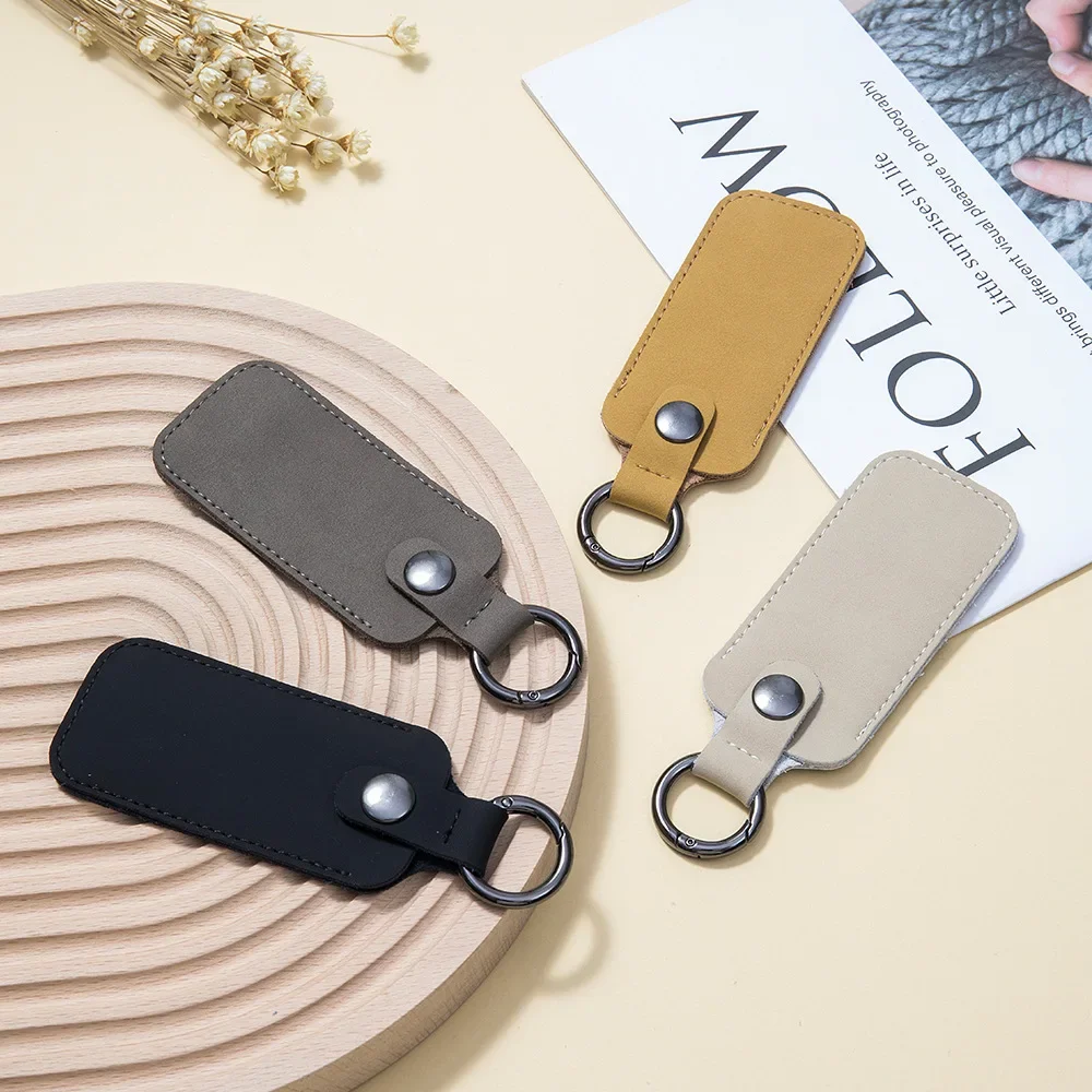 Key Protector Leather USB Storage Protective Cover Keyring USB Flash Drive Cover Anti-loss Car Keychain Case For Shield Access Card Sleeve