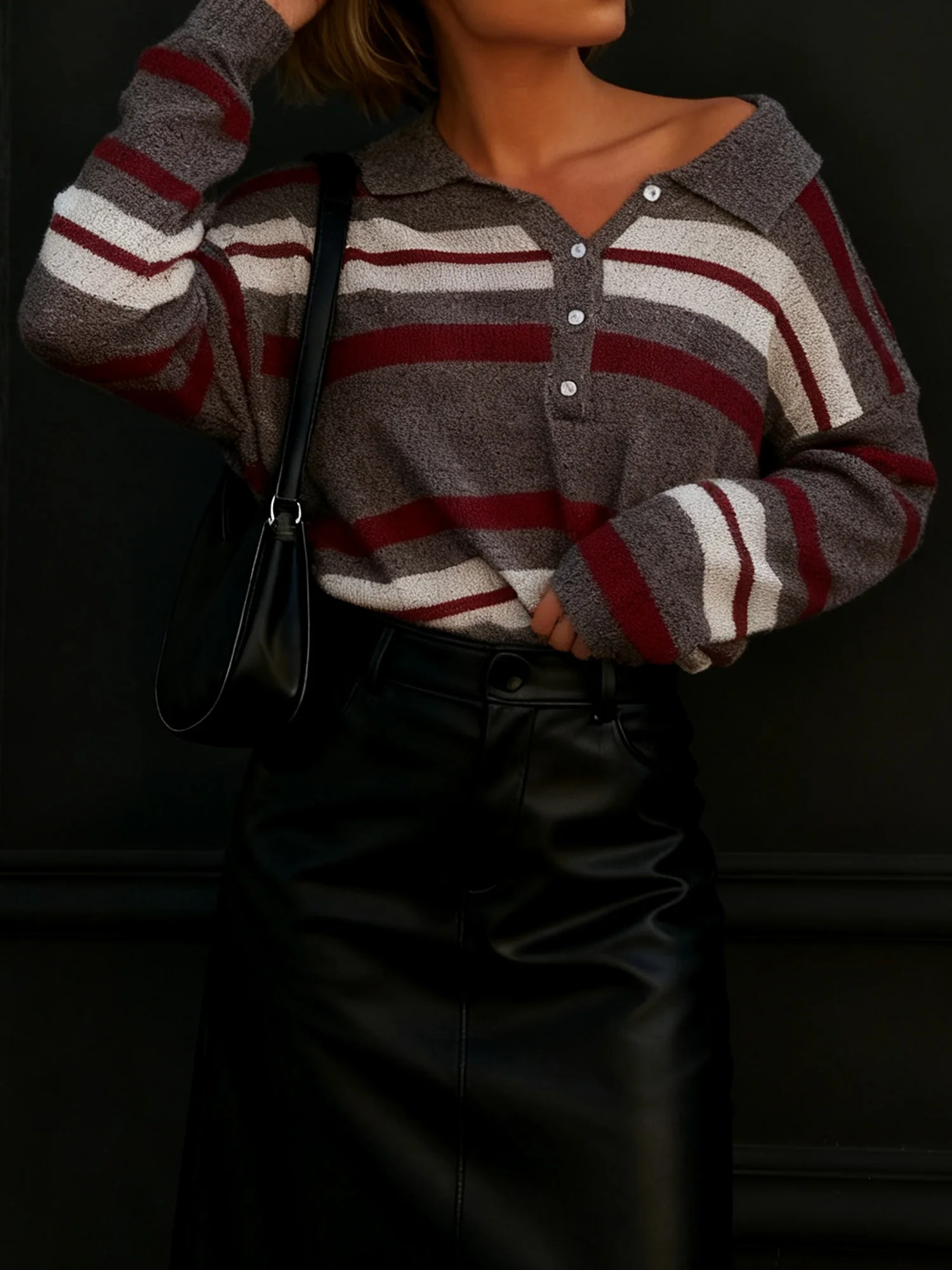 Women s Cozy Cable Knit Sweater with V-Neckline and Ribbed Cuffs Long Sleeve Pullover Knitwear Tops for Fall