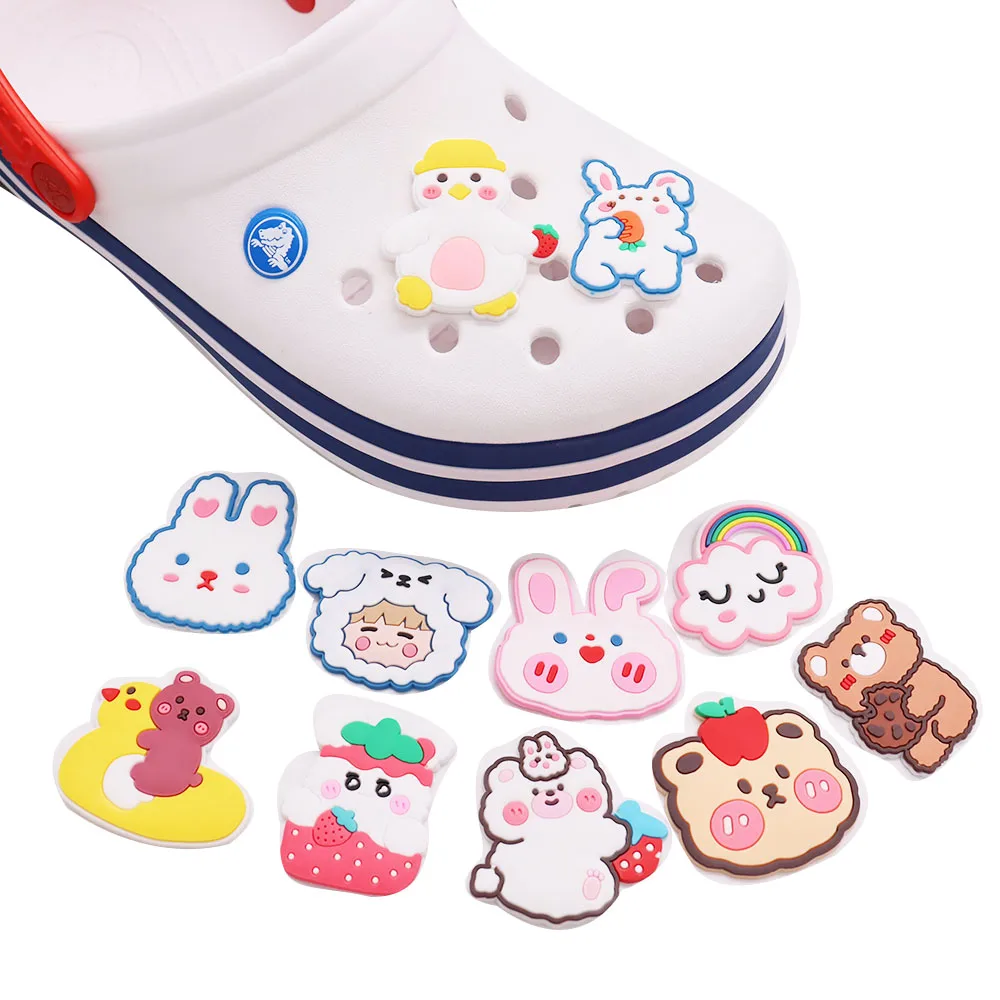 

1PCS PVC Cute Cartoon Shoe Charms Animal Rabbit Duck Strawberry Decoration Sandal Decoration Croc Jibz Shoes Kids Xmas Gift