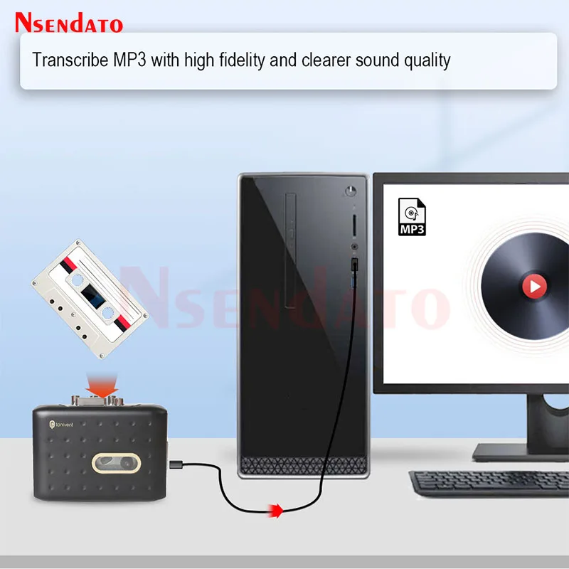 USB C Cassette Capture Player Recorder old tape to MP3 Converter Digital Cassette Audio Music Player tape to PC With Headphone
