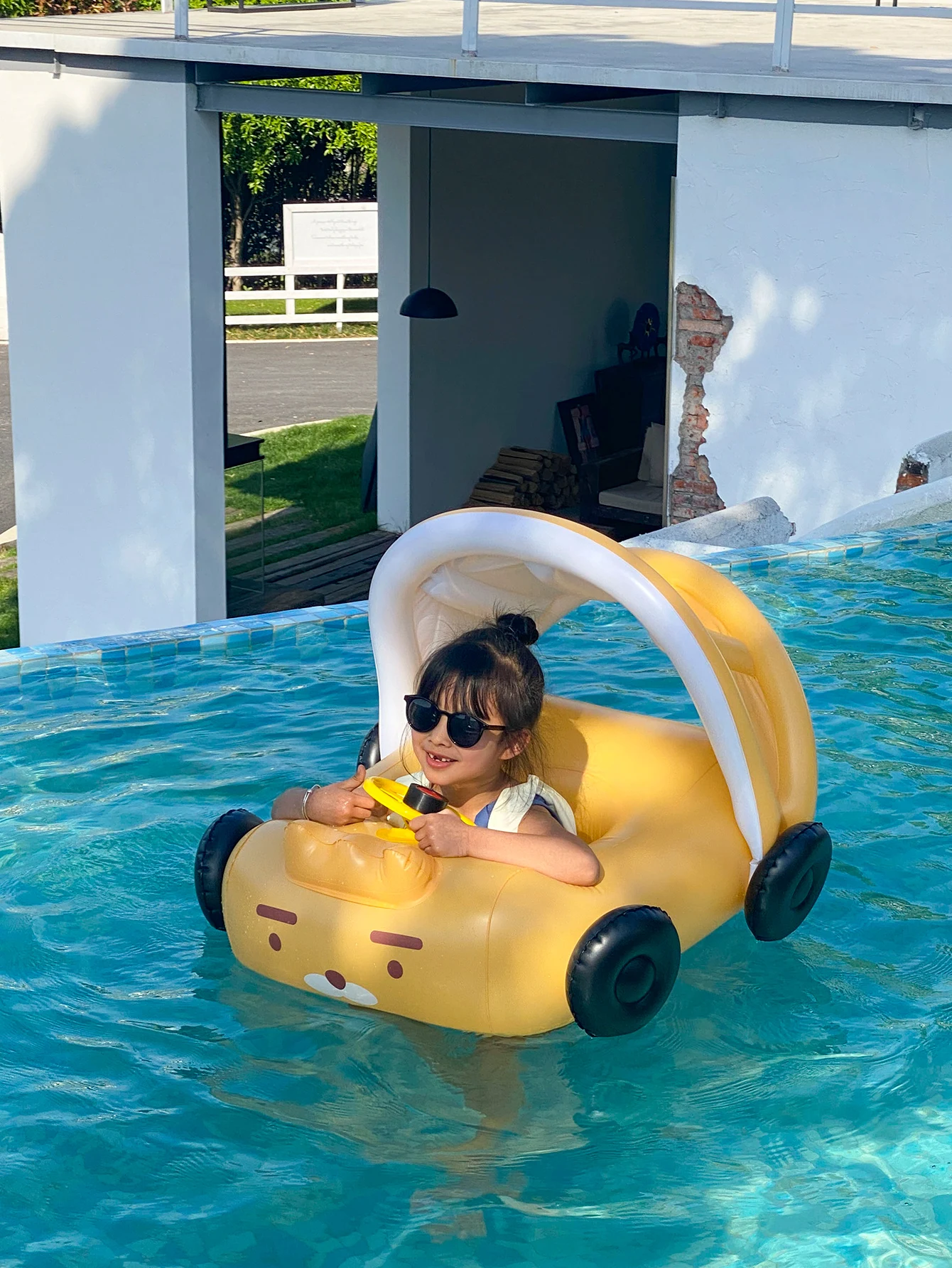 Baby Pool Floats With Canopie, Children's Swimming Pool Float Toys , Boys Girls Floating Row, Swimming Circle Beach Party 3