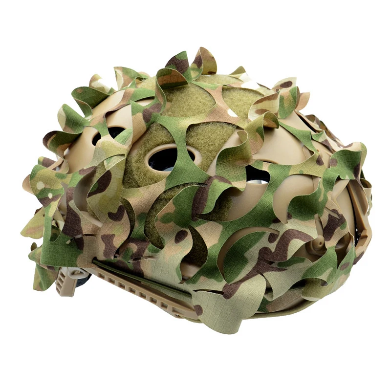 3D Camo Net Airsoft Helmet Cover Laser Cut Nylon Drawstring Helmet Scrim CS Wargame Paintball Paratrooper Hunting Accessories