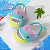 Comwarm 2024 New Kids Shark Slippers Fashion Children Cartoon Slippers Girls Boys Home Non-slip Soft Sandal Outdoor Beach Slides 2