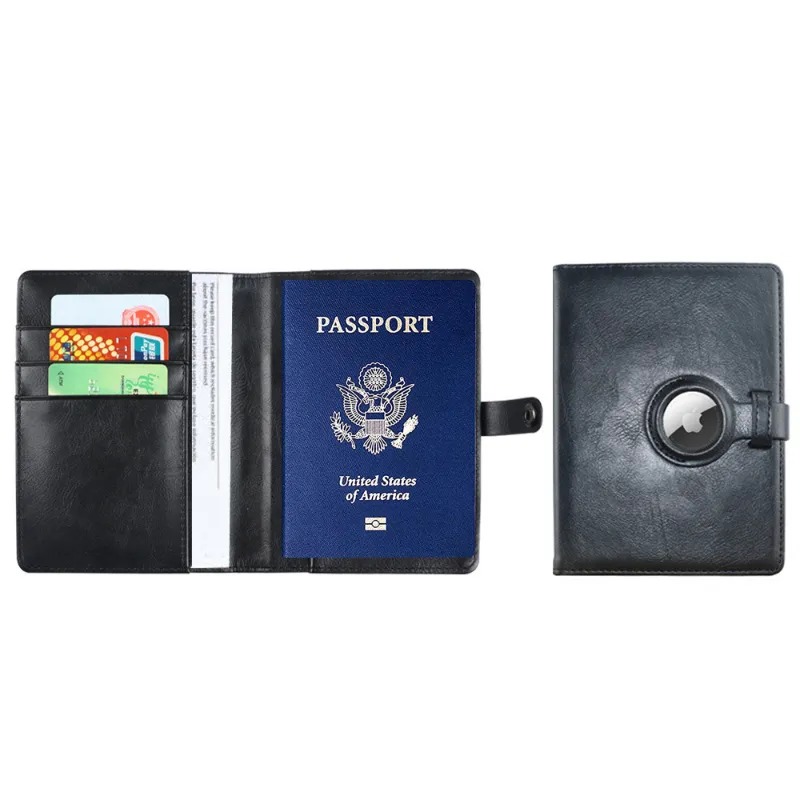 AirTag Passport Holder, RFID Blocking Passport Wallet with Air Tag