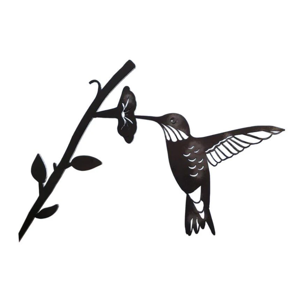 

Hummingbird Metal Bird Decoration Black Wrought Iron Bird On Branch Animals Garden Silhouette Hummingbird Silhouette Garden