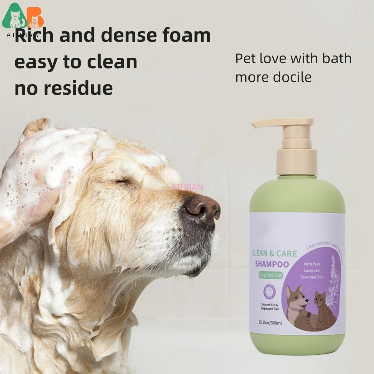 ATUBAN Dog Shampoo and Conditioner,Hypoallergenic Dog Shampoo for Smelly Dogs,Probiotic Pet Shampoo for Dogs,Royal Lavender 2