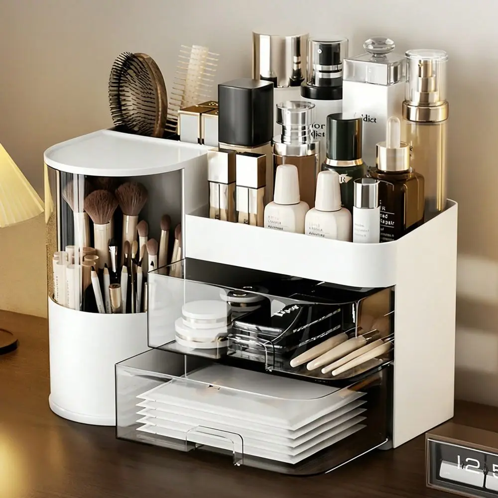White Vanity Makeup Organizer Box 1