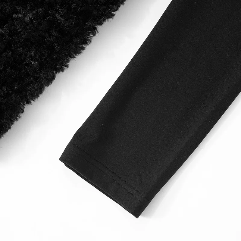 Vestido mini de cuello alto con mangas largas y peludo para mujer, cintura alta, elegante, para fiestas y ocasiones especiales, 2025