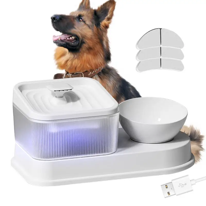 

Cat Drinking Fountain With Feeding Bowl Sturdy Pet Water Fountain Super Quiet With Filter Pet Water Fountain For Multi-Pet