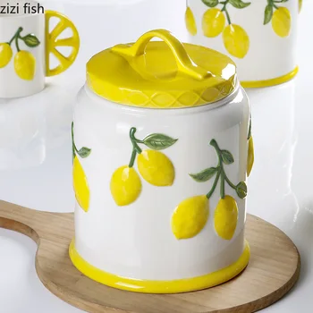 Lemon Relief Ceramic Jar 1