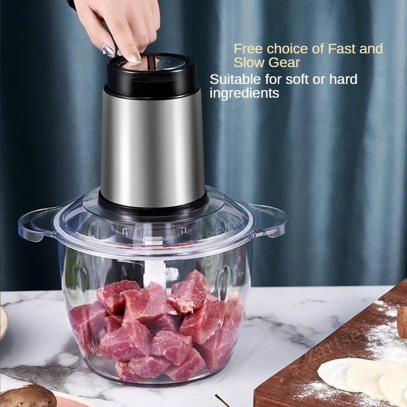 2 Speeds 500W Stainless steel 2L/3L Capacity Electric Chopper Meat Grinder Mincer Food Processor Slicer 3