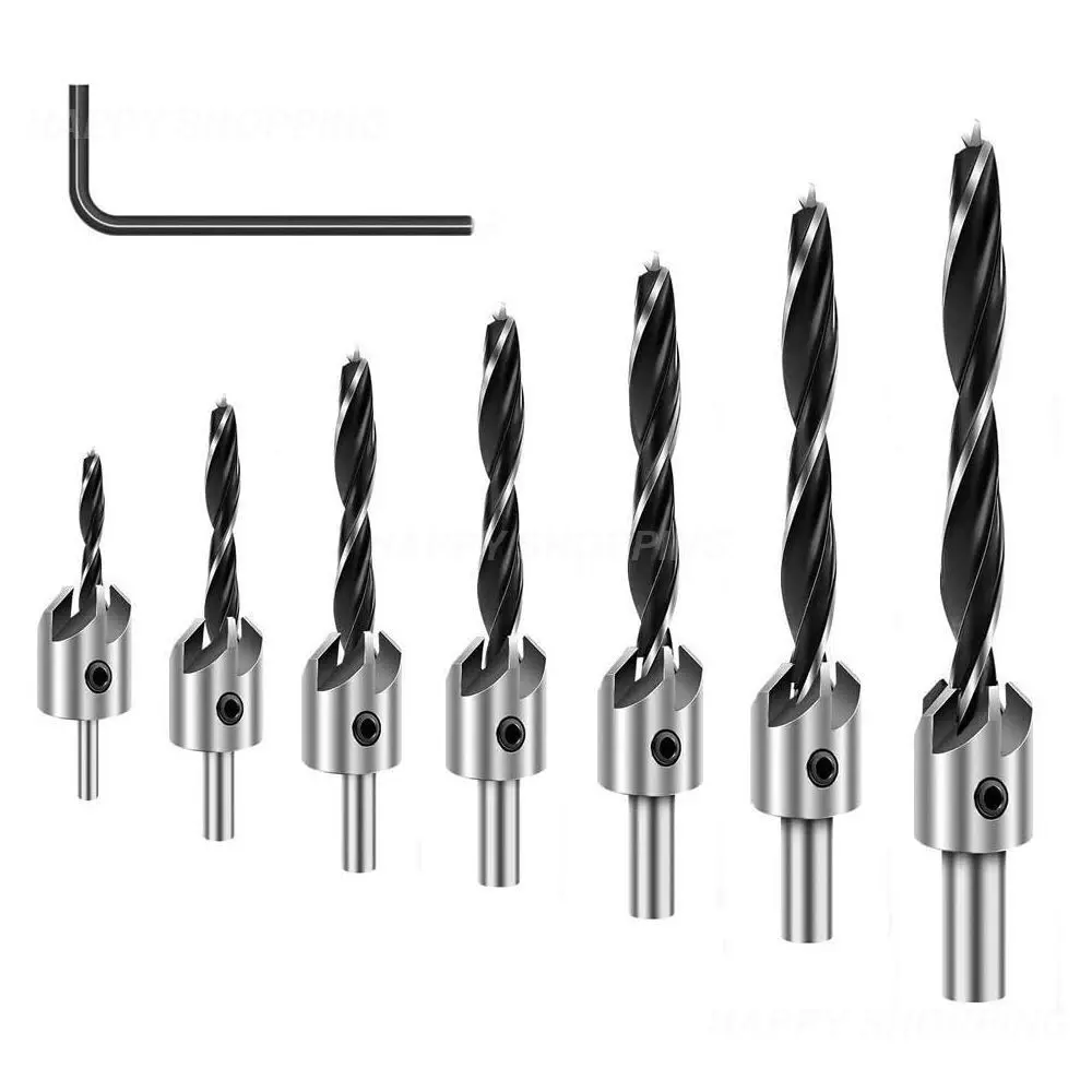 

Flute Countersink Drill Bit Set Screw Woodworking Chamfer Tool 3-6mm Stock Offer