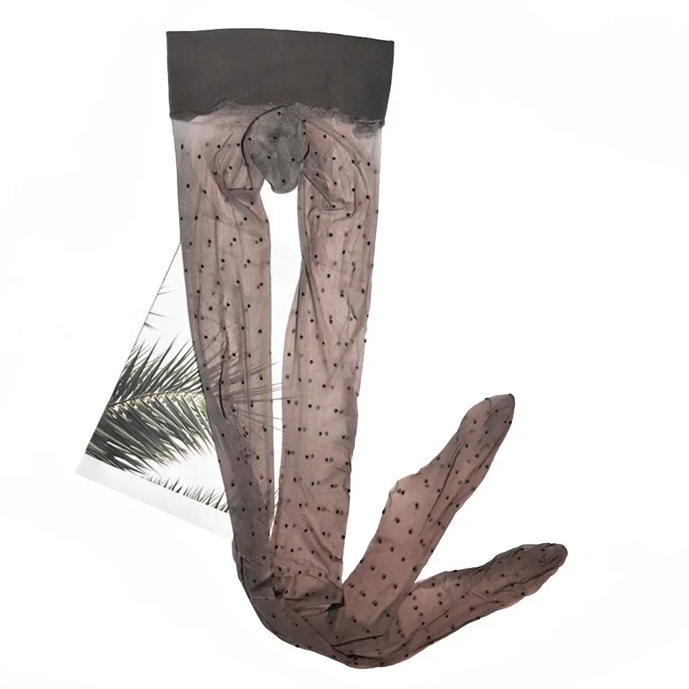 Men Leotard Sexy Spots Mesh Long Socks Nightclub See Through Stockings Pantyhose Tight Hosiery Seamless