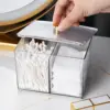 Clear Plastic Cotton Swab Holders Cotton Ball Container Vanity Organizer Makeup StorageBox Dispenser Jars with Lids for Bathroom 5