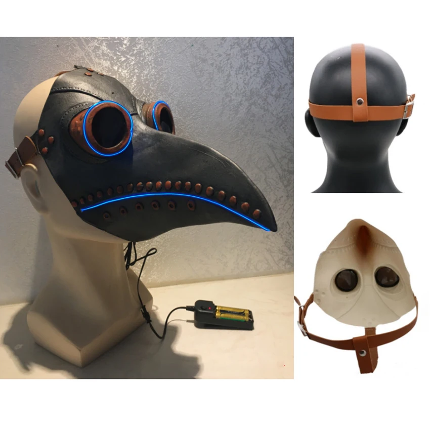 

New Arrival Led Plague Doctor Mask Death Latex Twinkle Steam Punks Halloween Cosplay Steampunks Flash Masks Carnival Eyewear