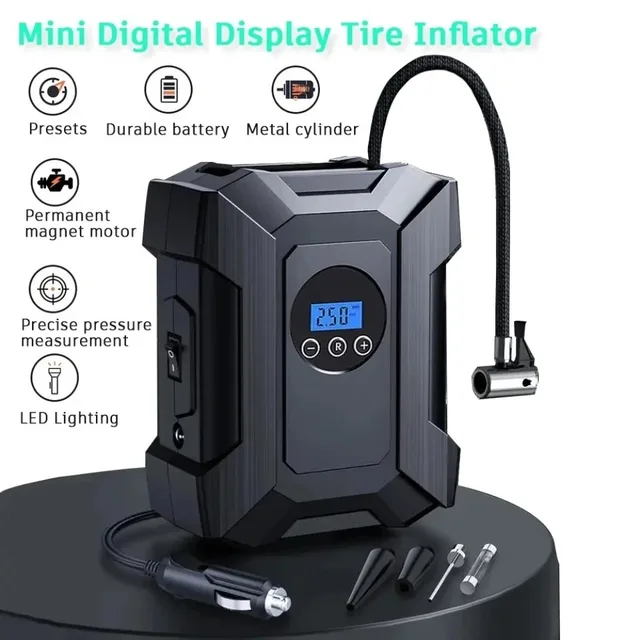 Pompe de gonflage intelligente pour voiture, compresseur d'air, machine portable, 12V, boîte à outils 1