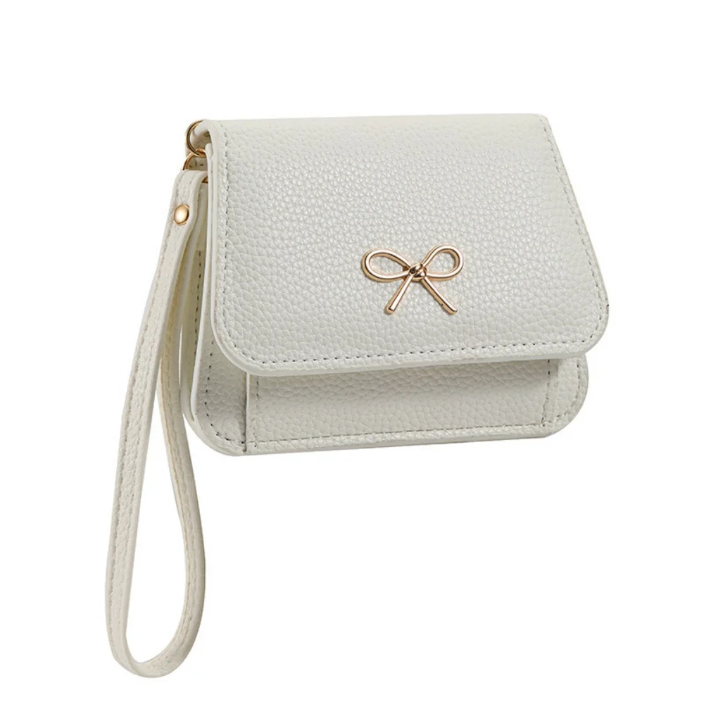 Fashion Wallets Girls Cute Bow Small Wallet Aesthetic Card Holder Classic Three Fold Purse For Women Student Simple Coin Pouch