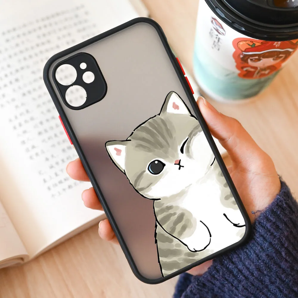 Adorable Cat Couple Cartoon Hard Matte Phone Case Cover