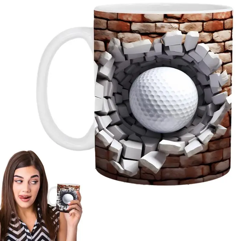 

3D мяч для гольфа, кружки, 3D Визуальный мяч для гольфа, керамическая чайная кружка, подходит для посудомоечной машины, для гольфа, для влюбленных, подарки, кофейные кружки, микроволновые кофейные чашки для