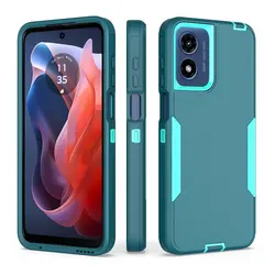 Heavy Duty Shockproof Dustproof Rugged Defender Protective Phone Case with 2-in-1 Bumper Cover for PC TPU (LIGHT BLUE)