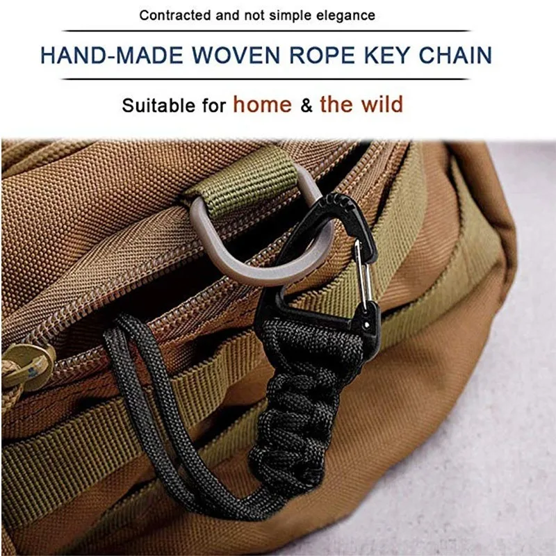 Umbrella rope keychain outdoor braided nylon lanyard metal triangle buckle high strength mountaineering buckle anti-lost hook