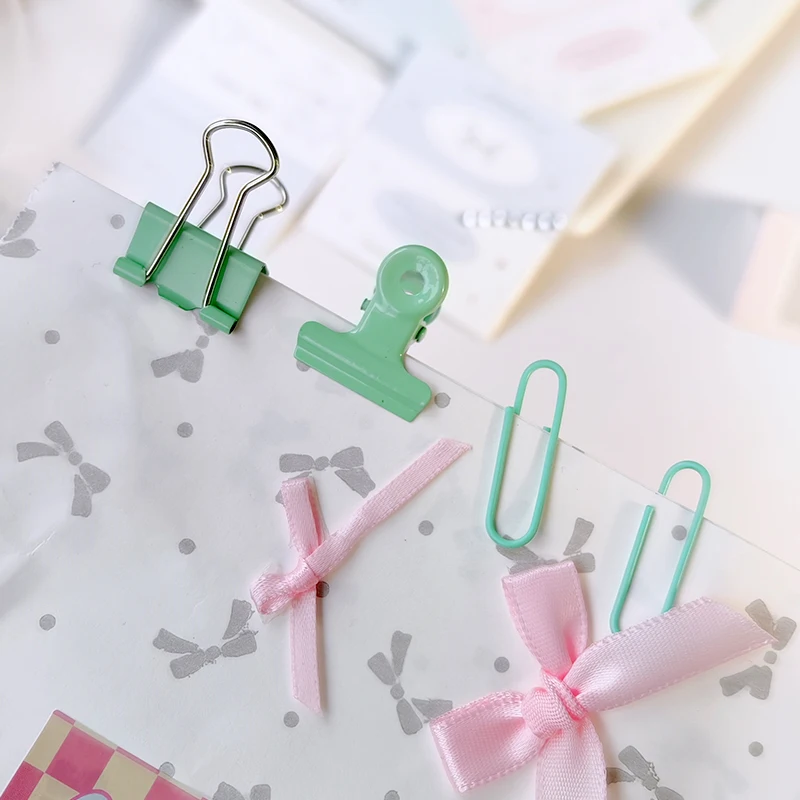 다채로운 문구 세트 귀여운 종이 클립 바인더 클립 압정 콤보 학교 사무용품