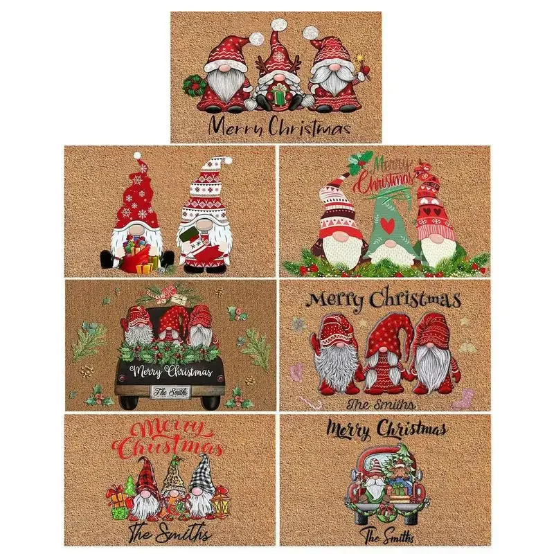 Vikama Christmas Gnome Welcome Doormat Indoor Outdoor Non-Slip Floor Mat Festive Home Decor Hallway Kitchen Entrance Carpet floor mat