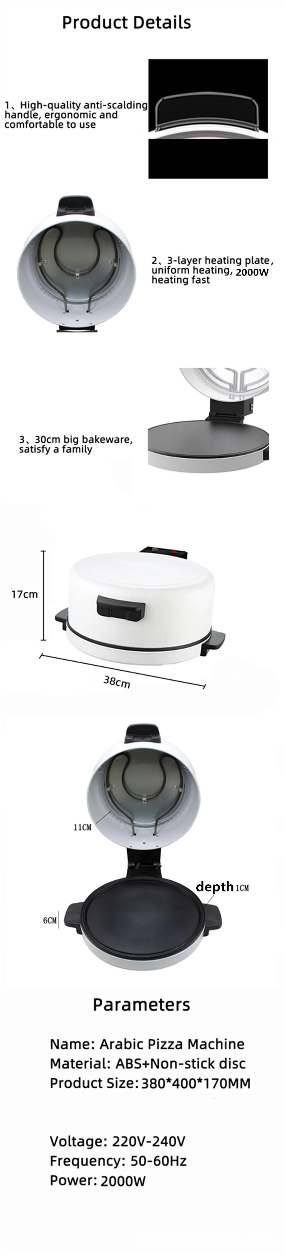 High-power 3500W electric breakfast machine with independent panel controls.