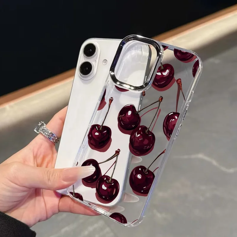 Soft Bow Cherry Lichee Clear Plating Lens Cover Case