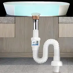 Kitchen Bathroom Draining Tub Plumbing Hose Under Sink Wash Basin Pipe Deodorization Retractable Flexible Plastic Drain Tube