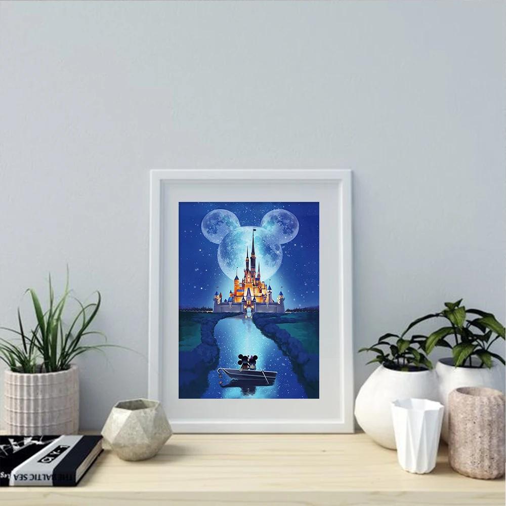 Diamond Painting Disney 5D Diamond Painting Castle And Mickey Mouse Full Drill Round Mosaic