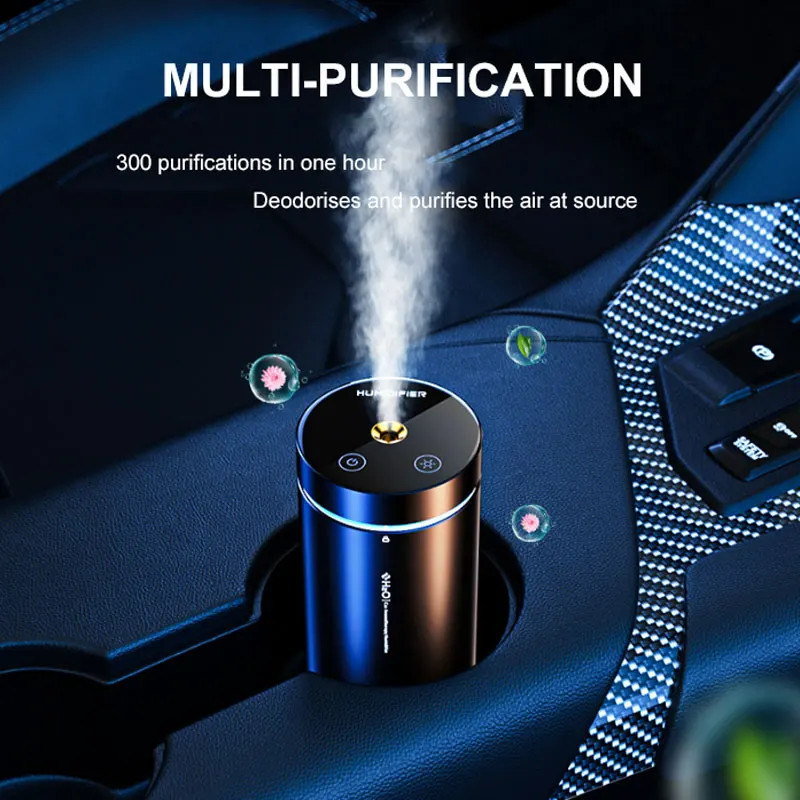 Wireless Air Humidifier 300ml Ultrasonic Fogging Spray Office Car Bedroom Humidifier Rechargeable Multiple Light Efffect