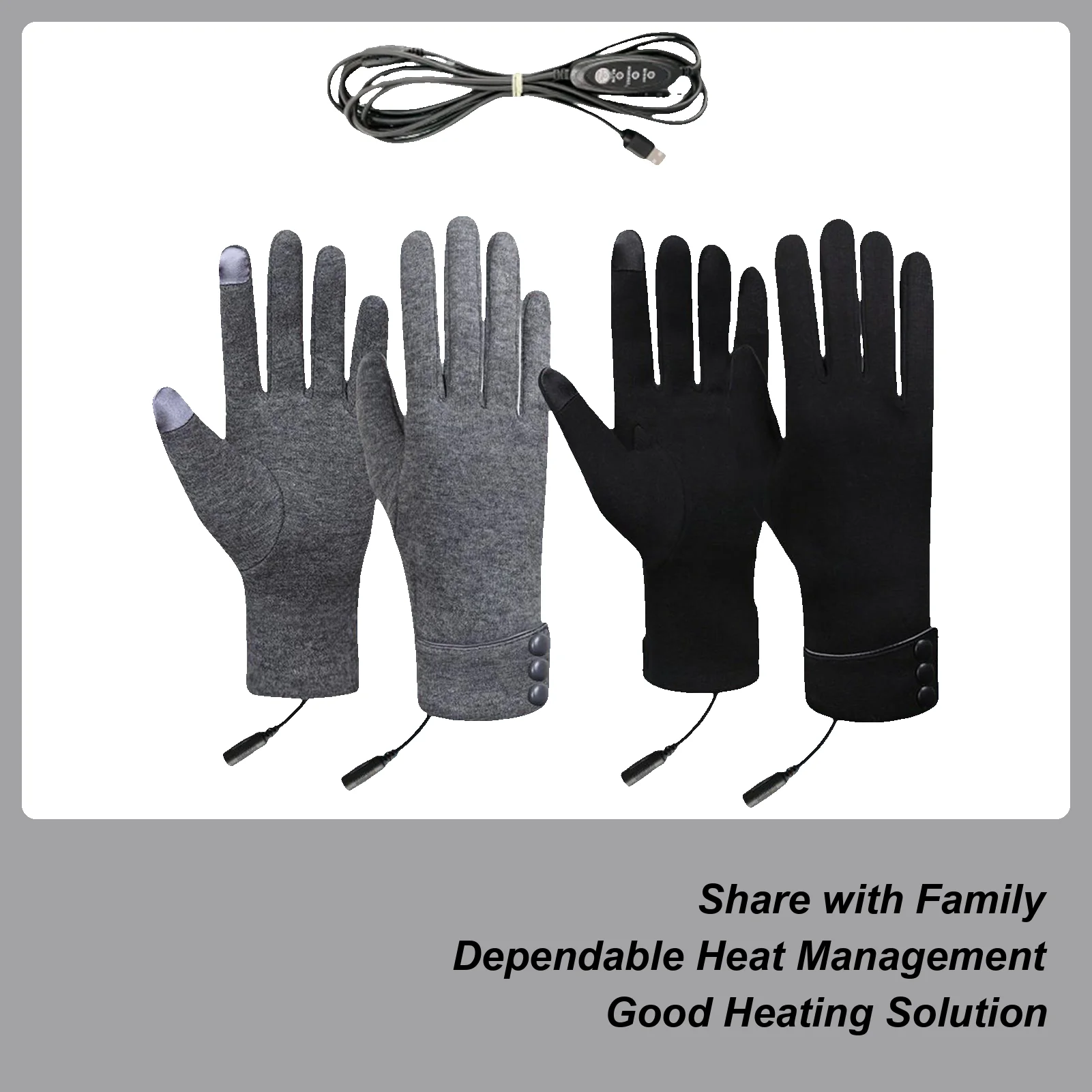 Heating Gloves 3-level USB Windproof Heat Gloves Cold Weather Supplies For Gardening Construction Fishing Camping Snowboarding