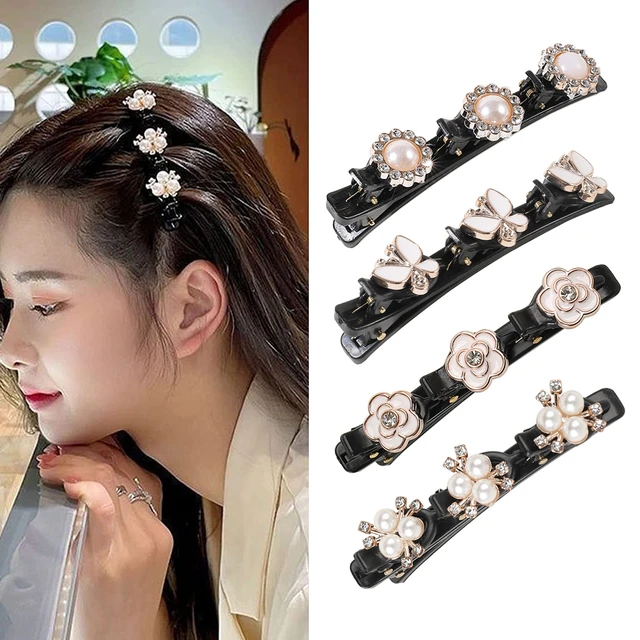 Braided Hair Clips for Women Girls Satin Fabric Hair Bands with 3