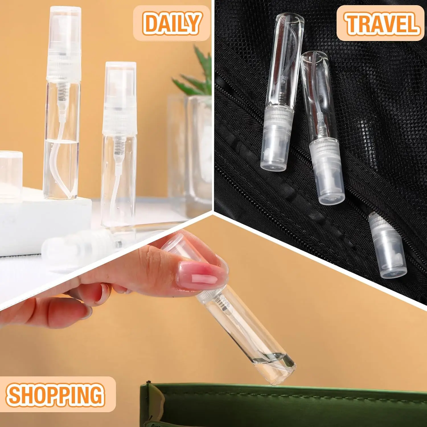 30PCS 2/3/5/10ml Transparent Mini Portable Perfume Spray Bottle Essential Oil Separate Sprayer Vial Refillable Sample Atomizers