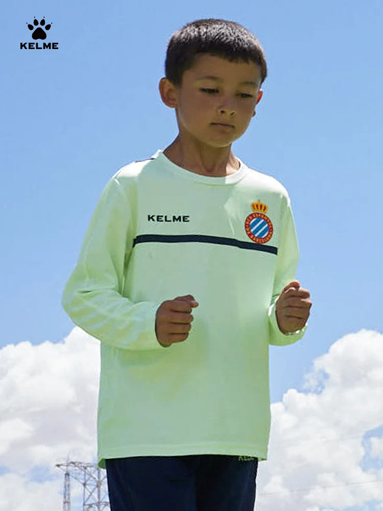 KELME long-sleeved sports T-shirt youth fall soccer training uniform round neck bottoming shirt running long T