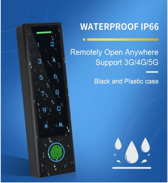 Tuya wifi Outdoor IP66 Black Plastic Shell  Fingerprint Access Control With Password And RFID Card Reader Function 2