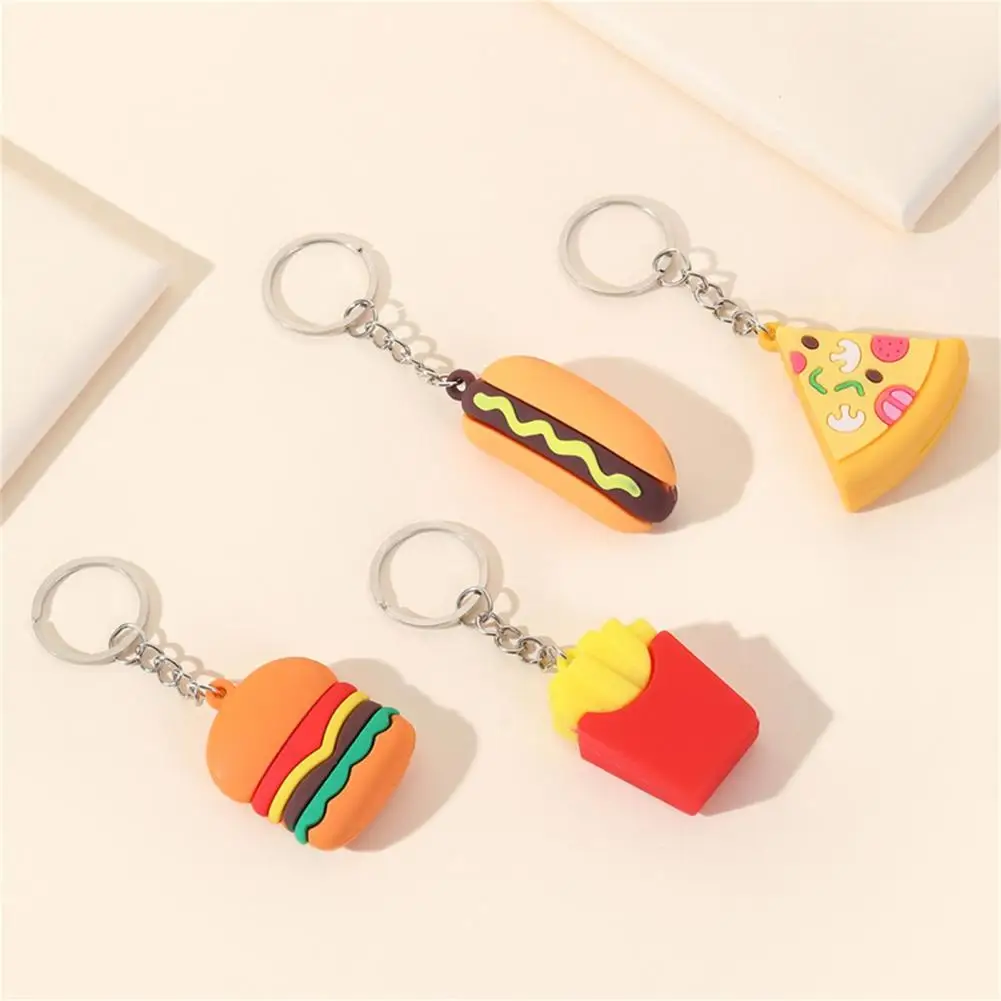 1pc Creative Simulation Food Keychain Pendant, PVC Soft Rubber Hamburger Fries Pizza Hot Dog Toy Keychain Gift,$0.99,Temu